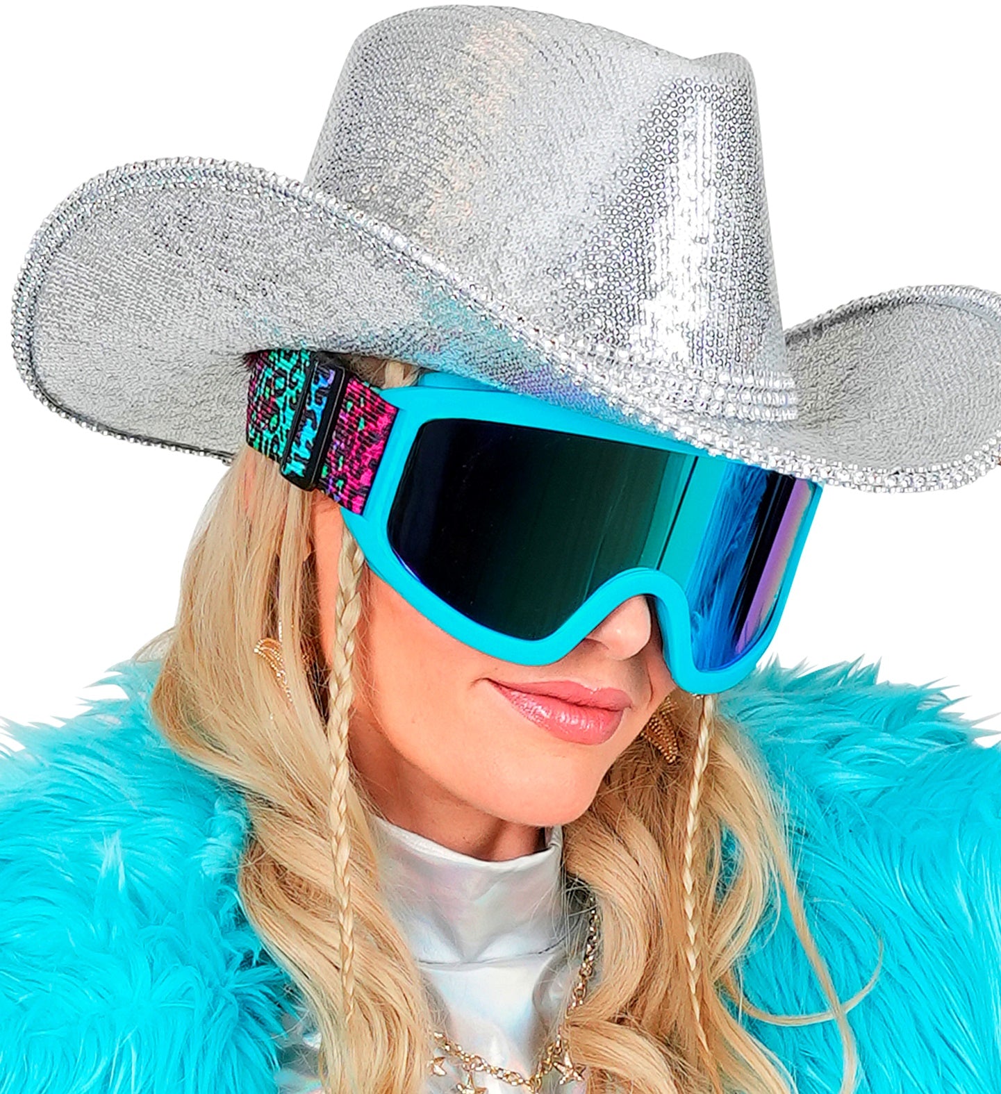 80er-Jahre Skibrille Leoparden-Multicolor