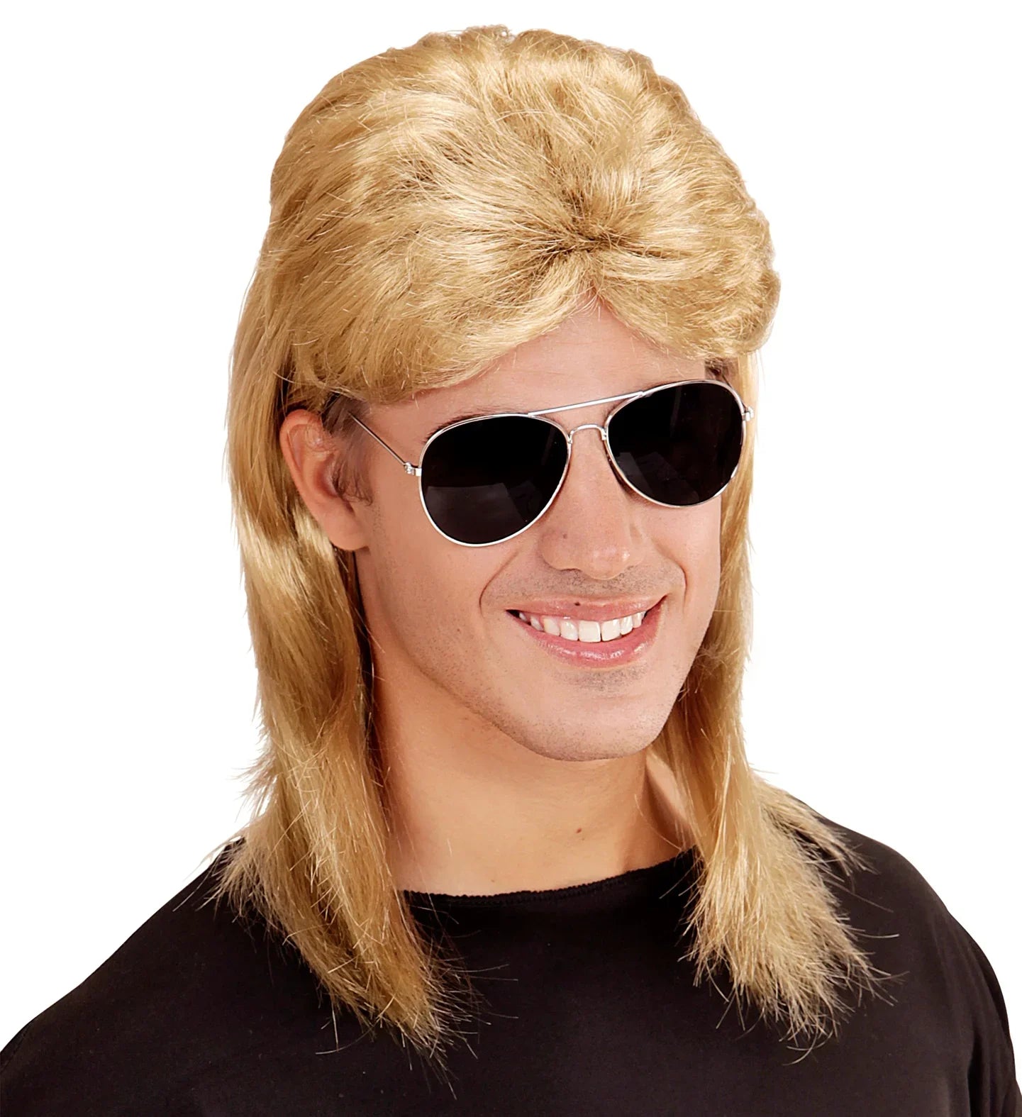 Peluca Rubia Años 80 con Gafas COMPLEMENTOS Widmann