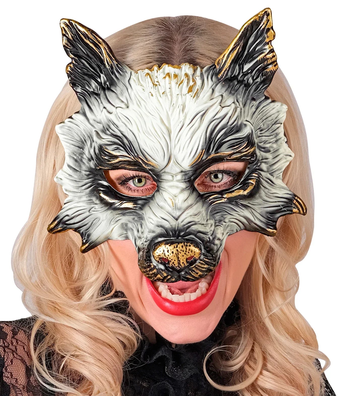 Máscara de Lobo Blanca y Negra Máscaras de Lobo Widmann