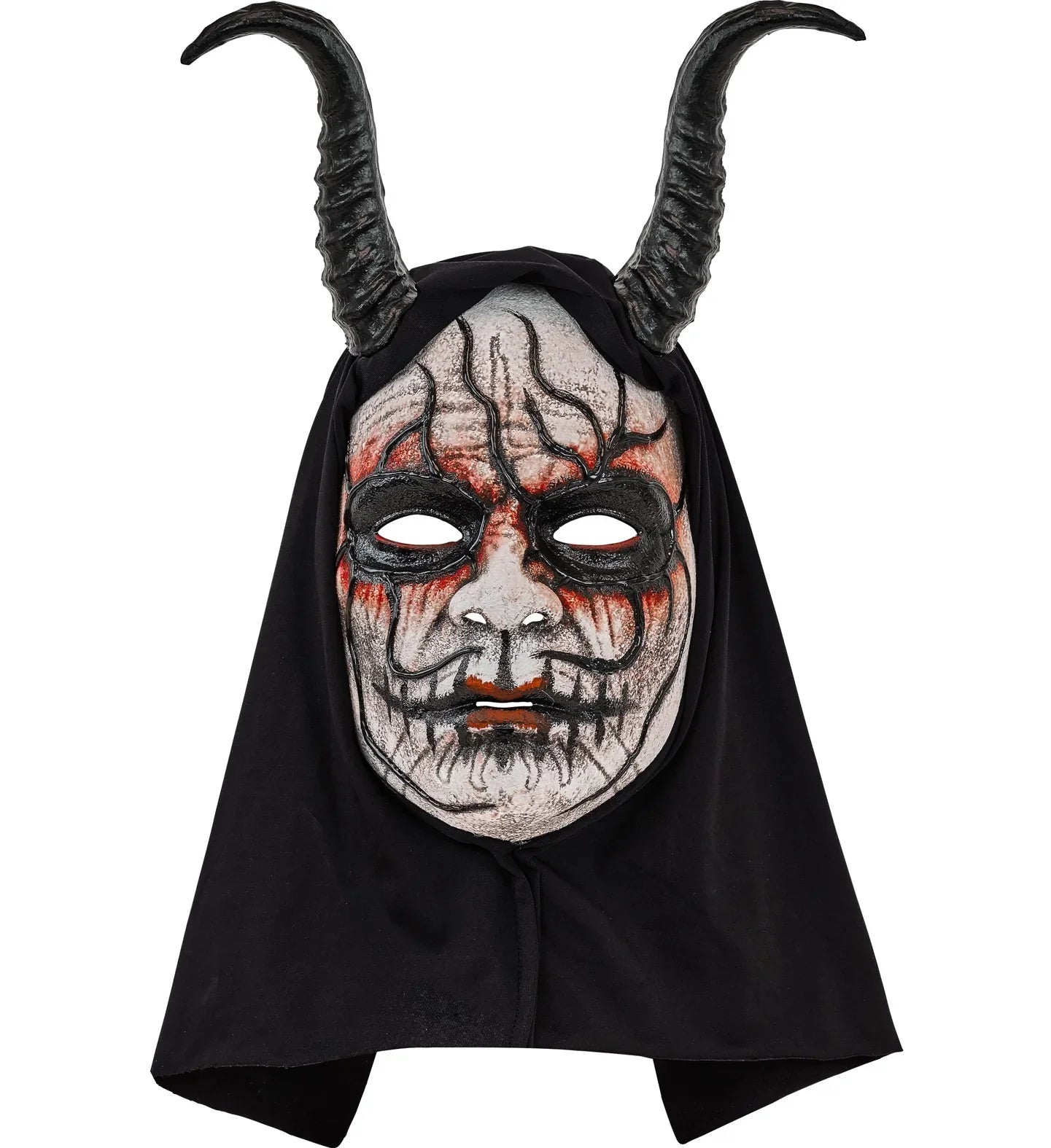 Máscara de Demonio con Capucha y Cuernos Demonios Widmann