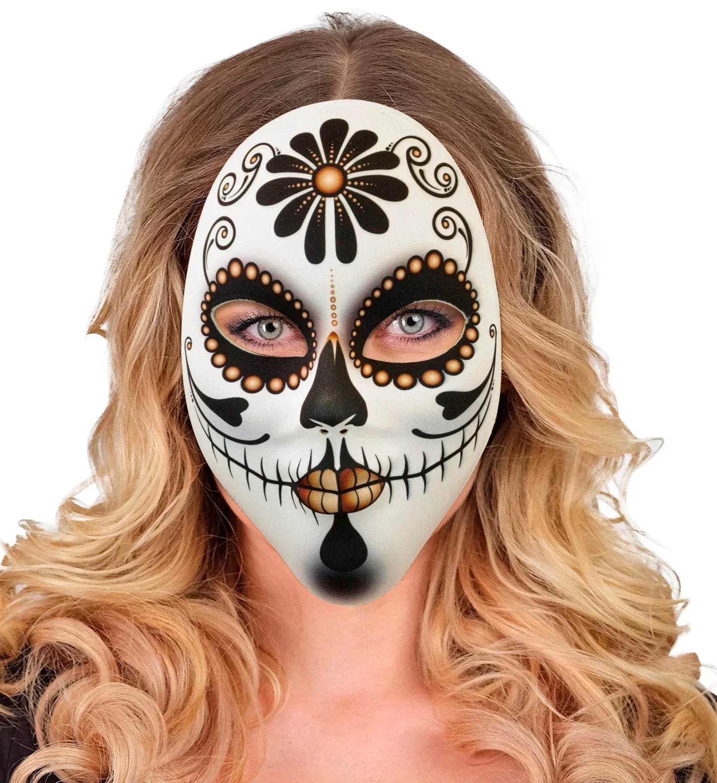 Máscara de Catrina Día de los Muertos de Tela Rígida Catrina Widmann