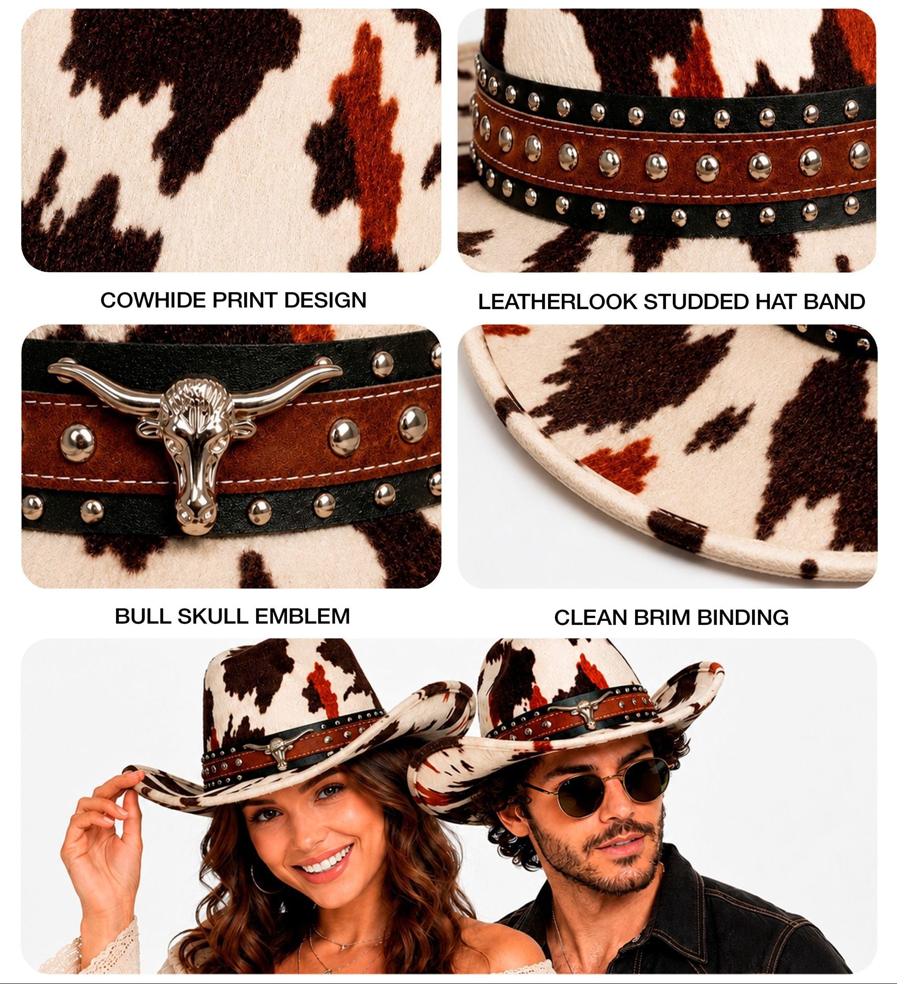 Montana-Tierleder Cowboy-Hut