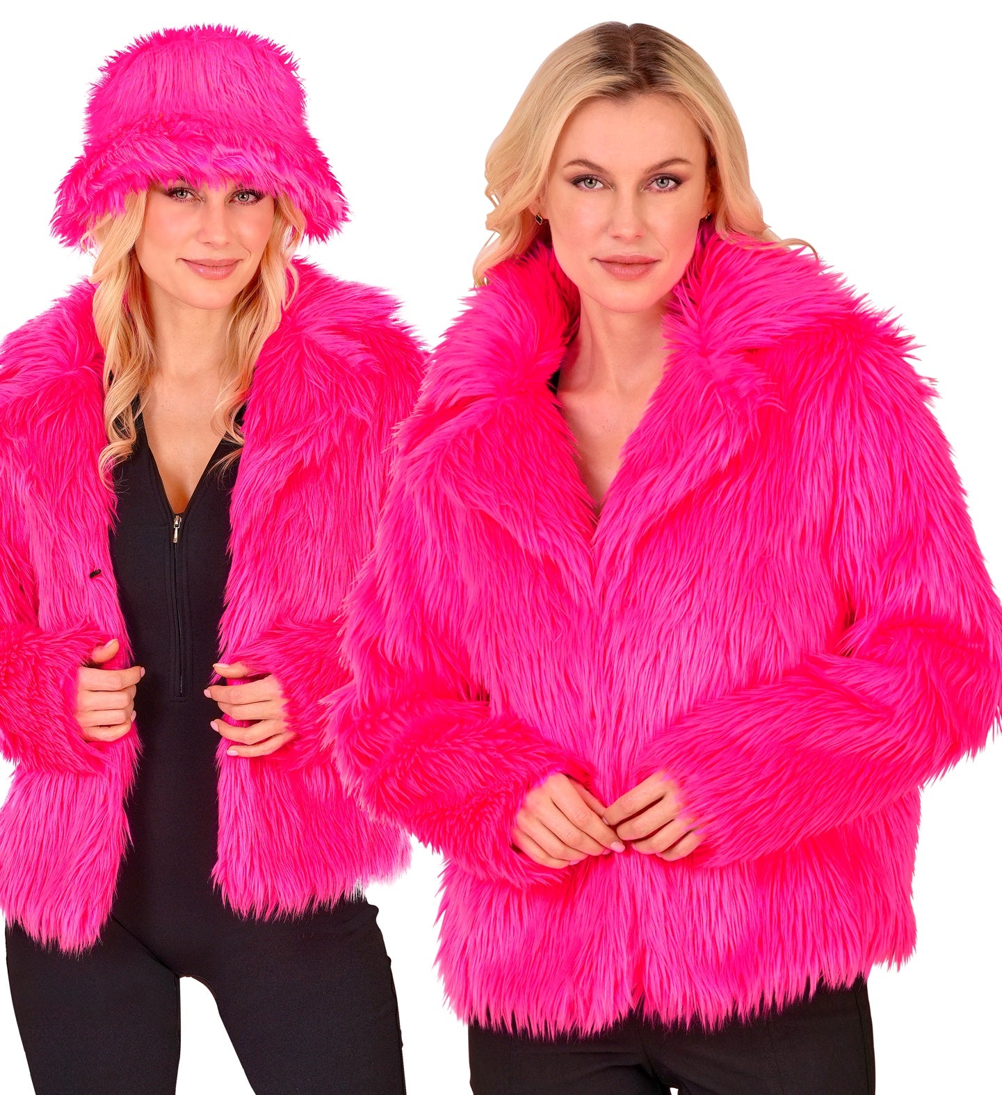 Chaqueta de Pelo Rosa Neón para Mujer