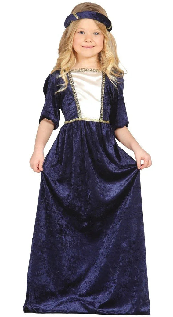 Disfraz de Dama Medieval de terciopelo para Niña Medieval Infantiles Guirca
