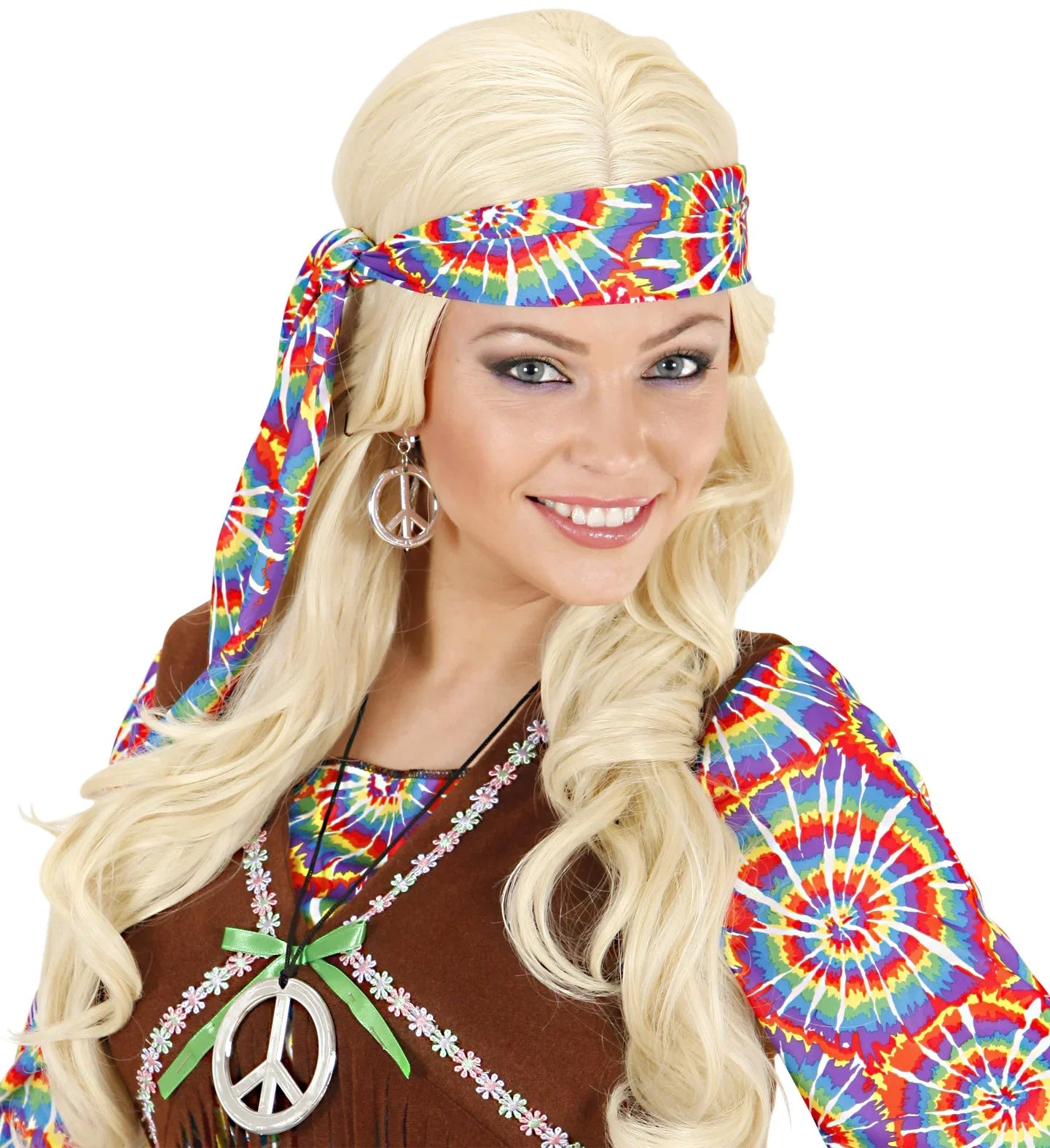 Kit Hippie con Pendientes y Collar Plateados COMPLEMENTOS Widmann