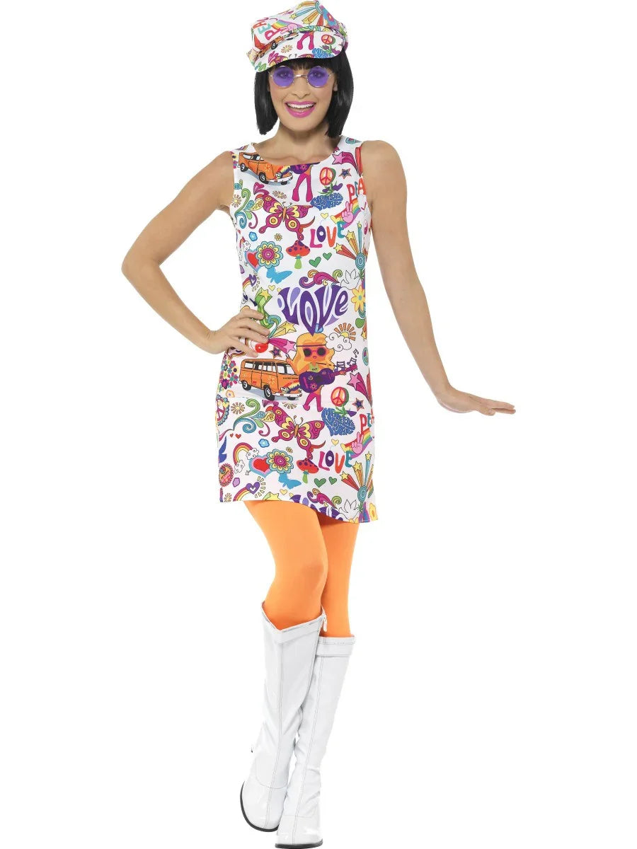 Disfraz de Sesentera Flower Power para Mujer Hippies Smiffys