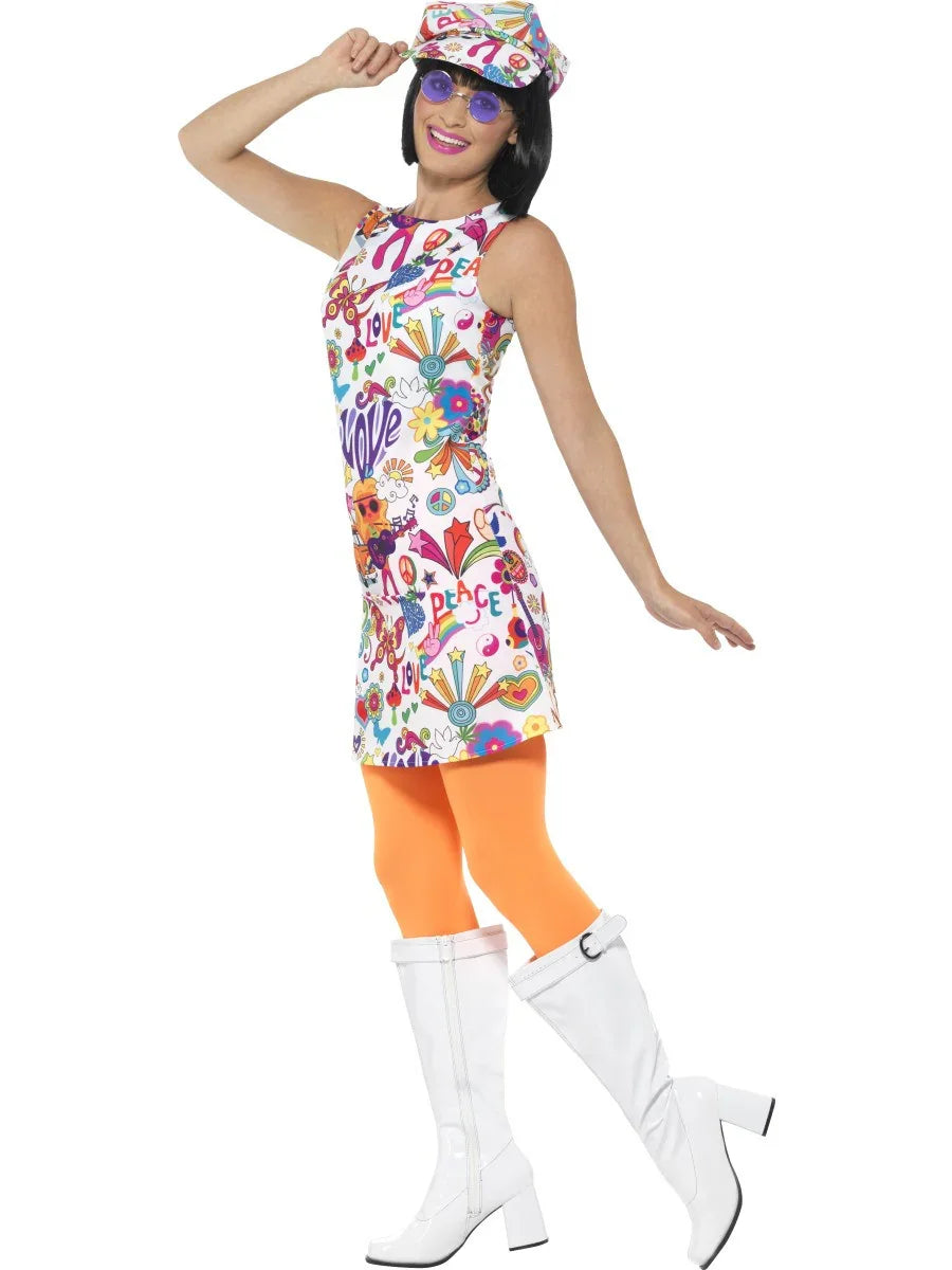 Disfraz de Sesentera Flower Power para Mujer Hippies Smiffys