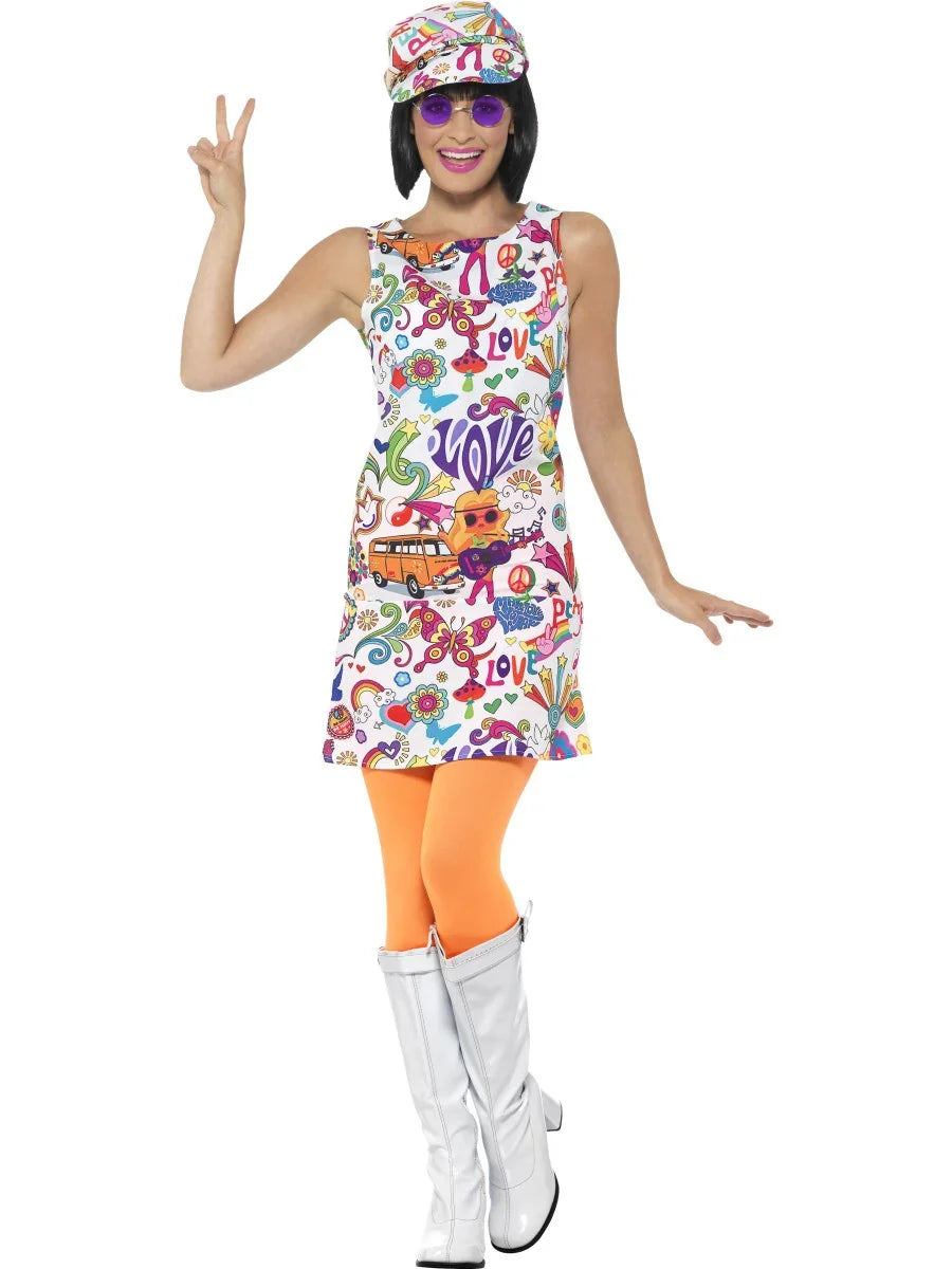 Disfraz de Sesentera Flower Power para Mujer Hippies Smiffys