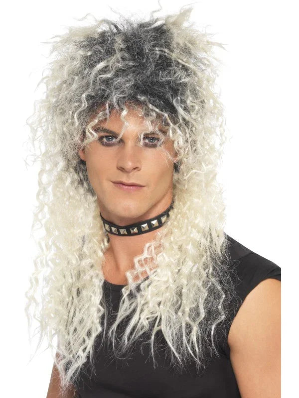Peluca Rubia Rockera Años 80 para Hombre Complementos Rockeros y Moteros Smiffys