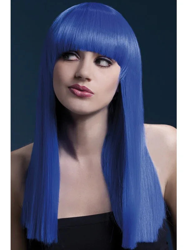 Peluca Azul con Flequillo Premium Pelucas Smiffys