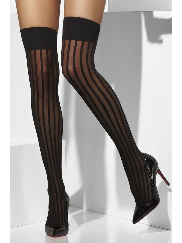 Medias Negras con Rayas Verticales Medias y Pantys Smiffys
