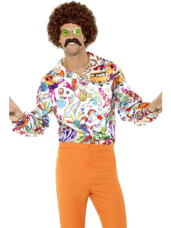 Camisa Hippie Flower Power para Hombre Complementos Hippies Smiffys