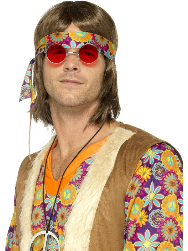 Gafas Redondas de Hippie Rojas Complementos Hippies Smiffys
