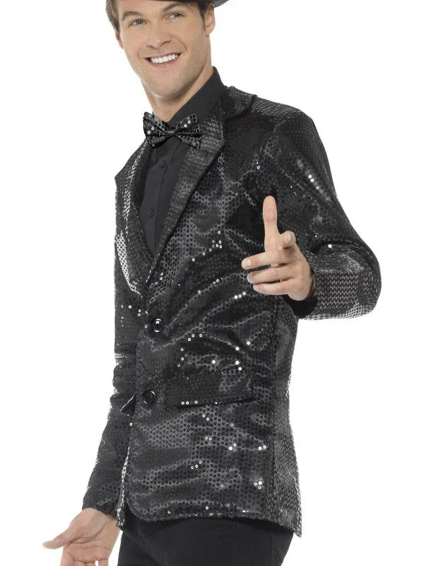 Chaqueta de Lentejuelas Negra para Hombre Chaquetas, Chalecos y Camisas Smiffys
