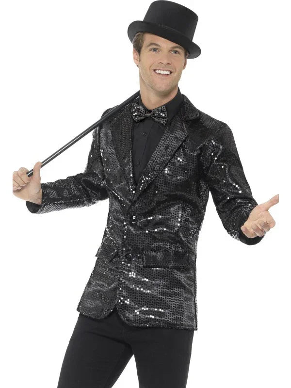 Chaqueta de Lentejuelas Negra para Hombre Chaquetas, Chalecos y Camisas Smiffys