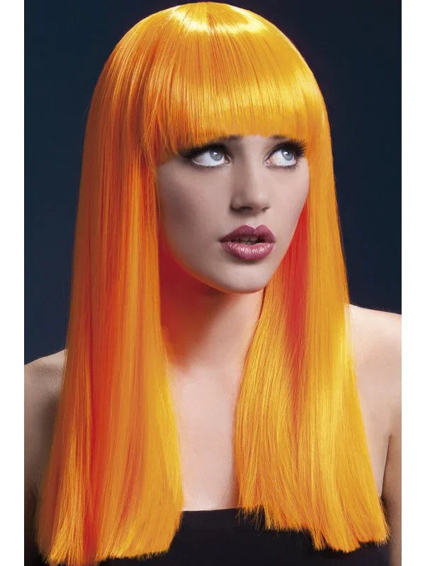 Peluca Naranja con Flequillo Premium Pelucas Premium Smiffys