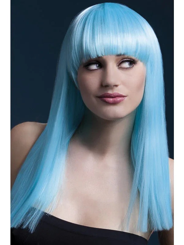 Peluca Azul Celeste con Flequillo Premium Pelucas Premium Smiffys