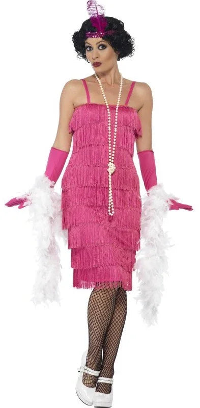 Disfraz de Charlestón Rosa Largo para Mujer Años 20 Charleston y Gangster Smiffys