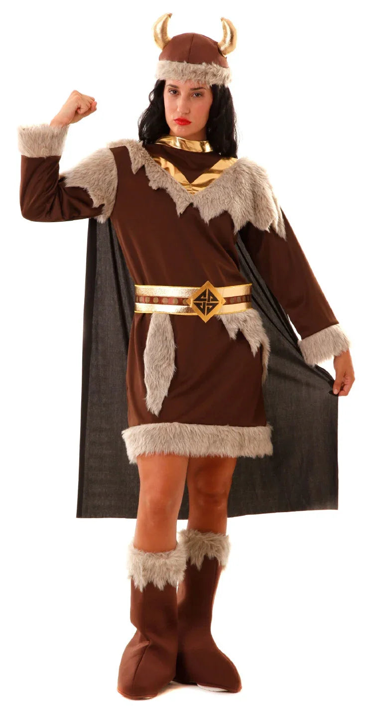 Disfraz de Vikinga Marrón para Mujer Vikingos EuroCarnavales