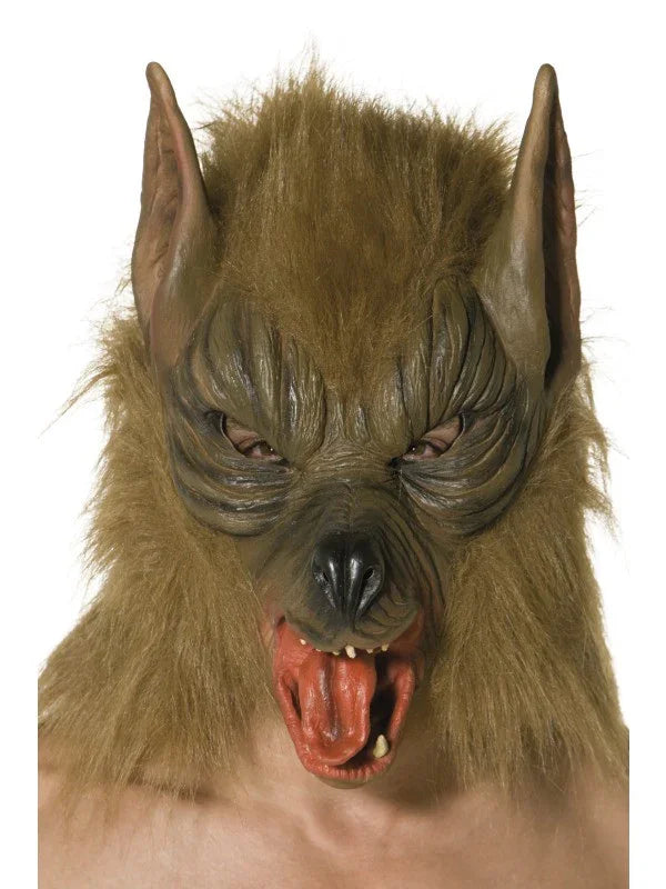 Máscara de Hombre Lobo Marrón con Pelo Máscaras Halloween Smiffys