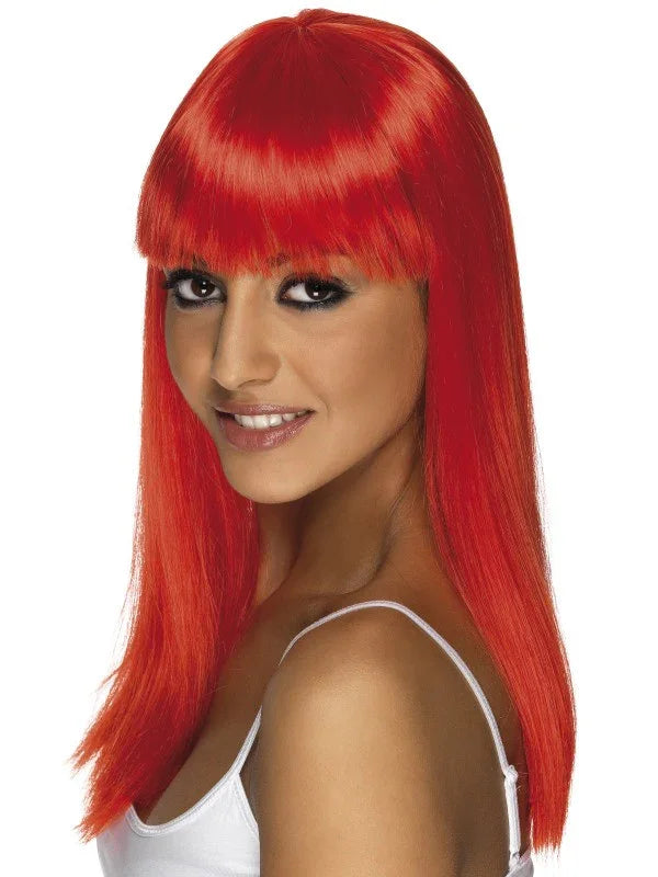 Peluca Roja Larga Lisa con Flequillo Pelucas Rojas Smiffys