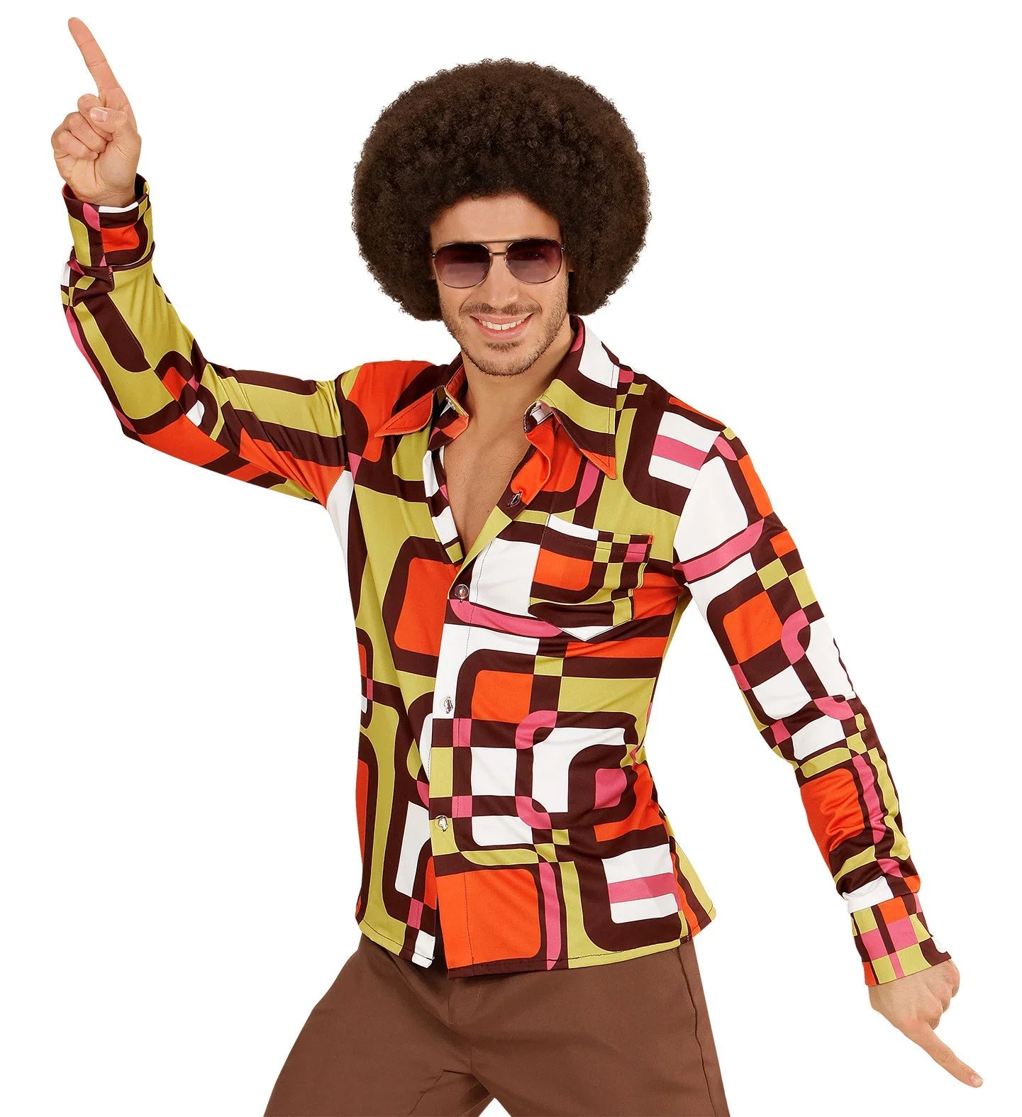 Camisa Disco Años 70 Multicolor para Hombre Disco Widmann