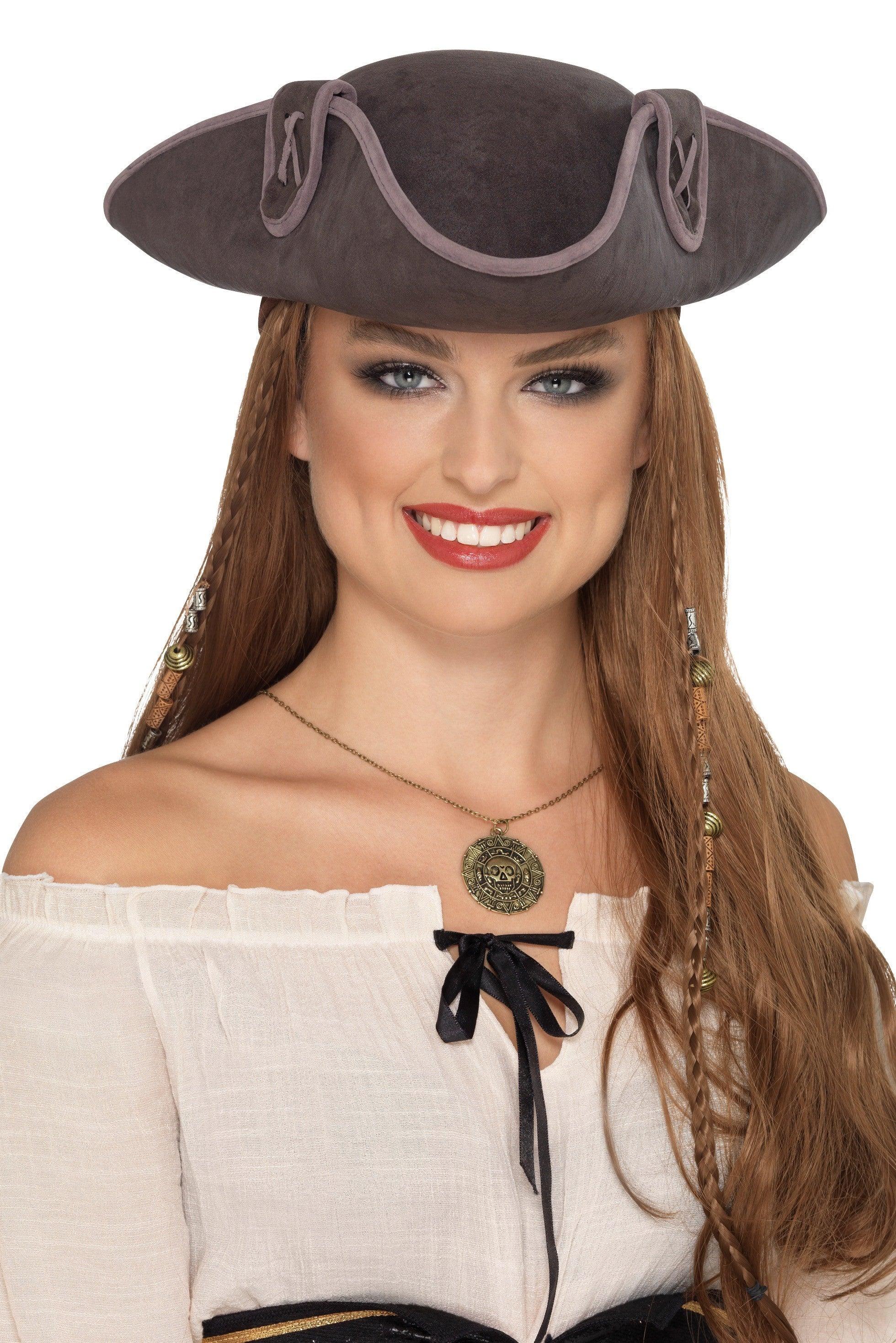 Sombrero de Capitán Pirata Gris Complementos Piratas Smiffys