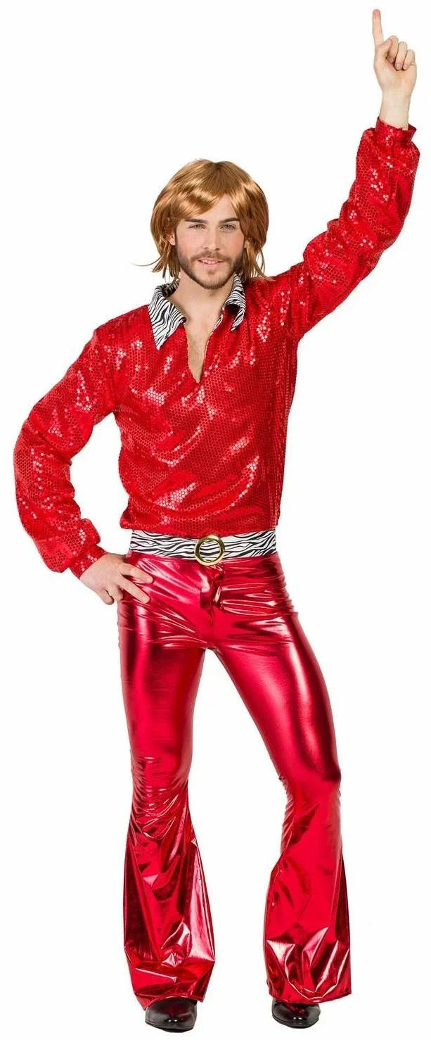 Disfraz Disco Años 70 Rojo para Hombre Disco Kimokawaii