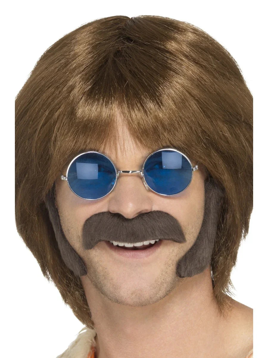 Bigote y Patillas Marrones de Hippie Complementos Hippies Smiffys