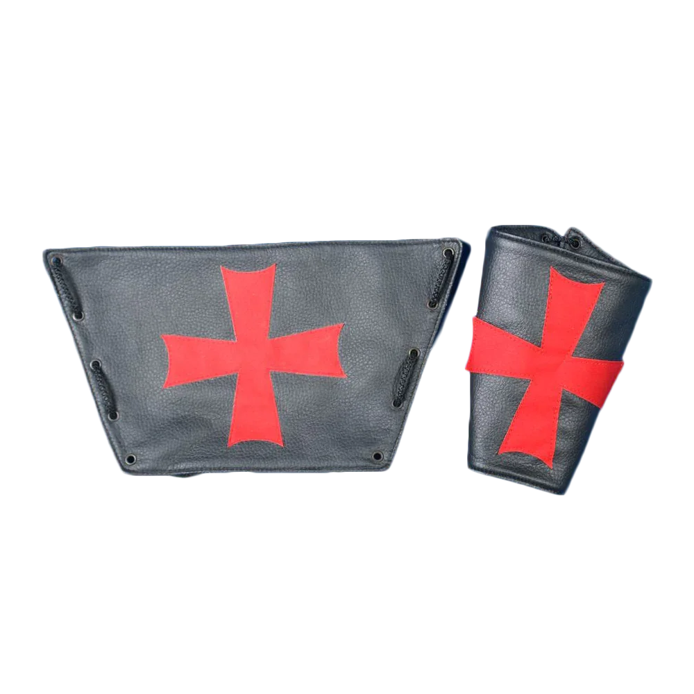 Brazaletes Negros con Cruz Templaria Roja Brazaletes y Pulseras Medieval Factory