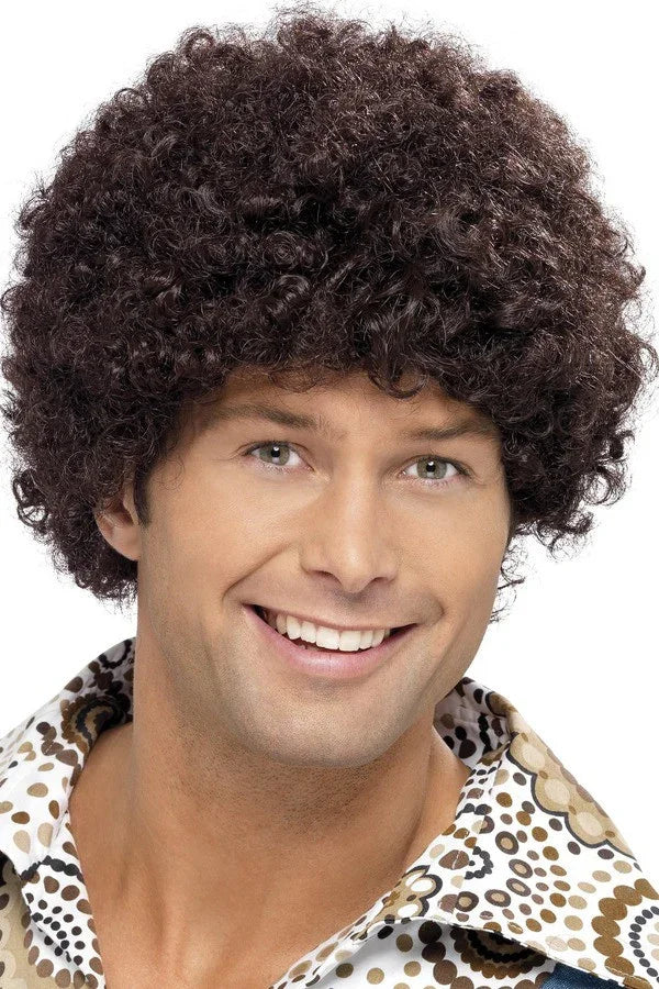 Peluca Afro Castaña Estilo Disco Años 70 Complementos Años 60, 70, 80 Smiffys