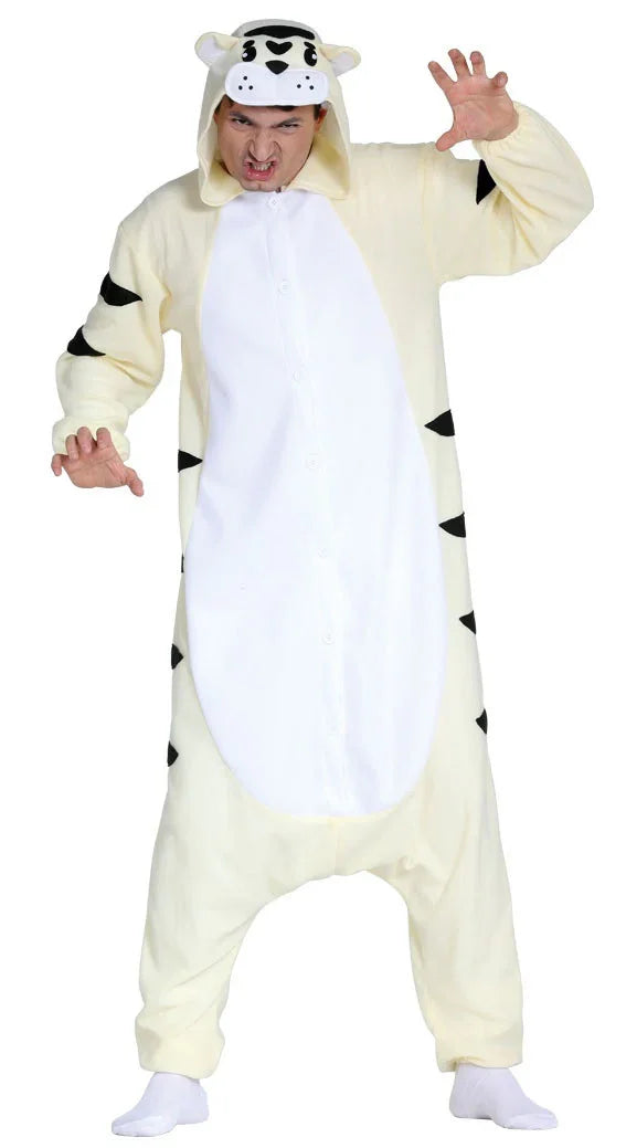 Disfraz de Tigre Blanco Pijama para Adulto Tigre Guirca