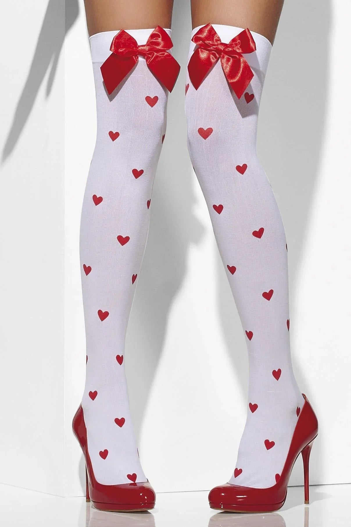 Medias Blancas con Corazones y Lazos Rojos Medias y Pantys Smiffys