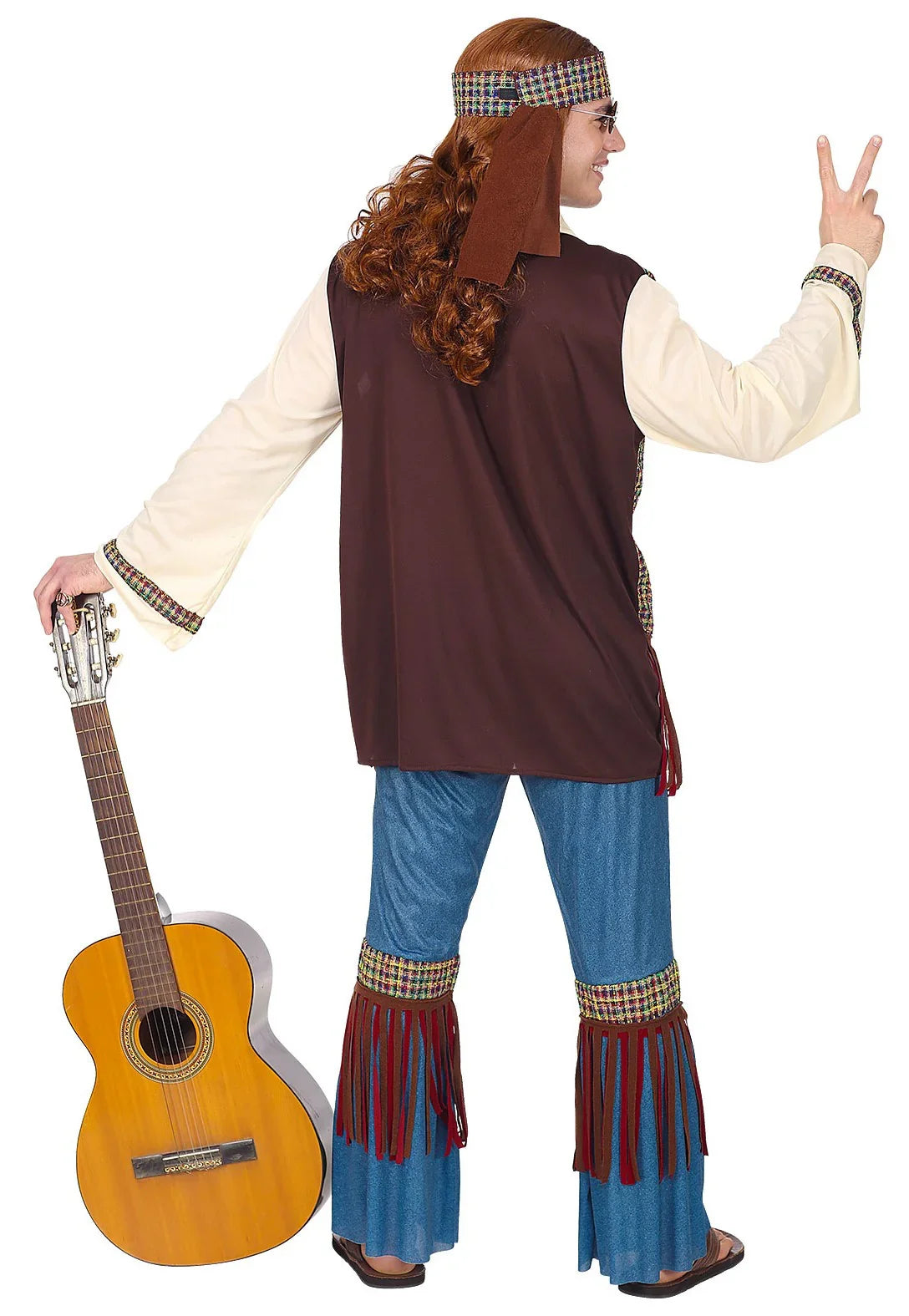 Disfraz de Hippie Años 60 con Chaleco para Hombre Hippies Widmann