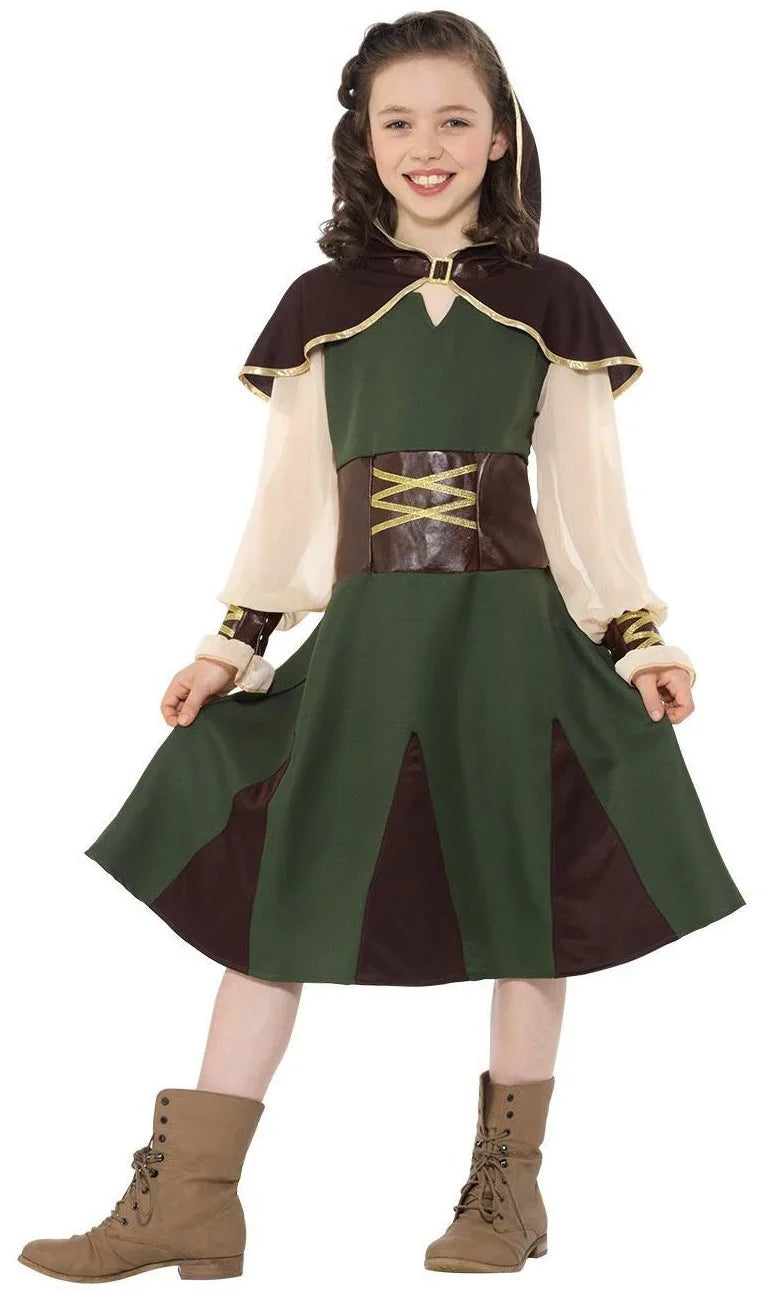 Disfraz de Arquera Robin Hood para Niña Robin Hood y Arqueros Smiffys
