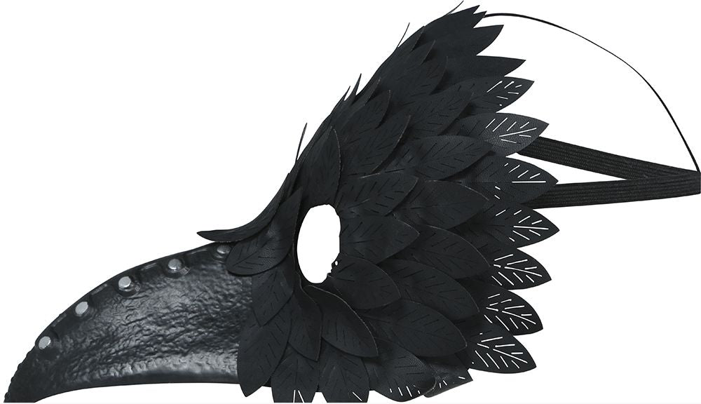 Schwarze Maske mit Federn