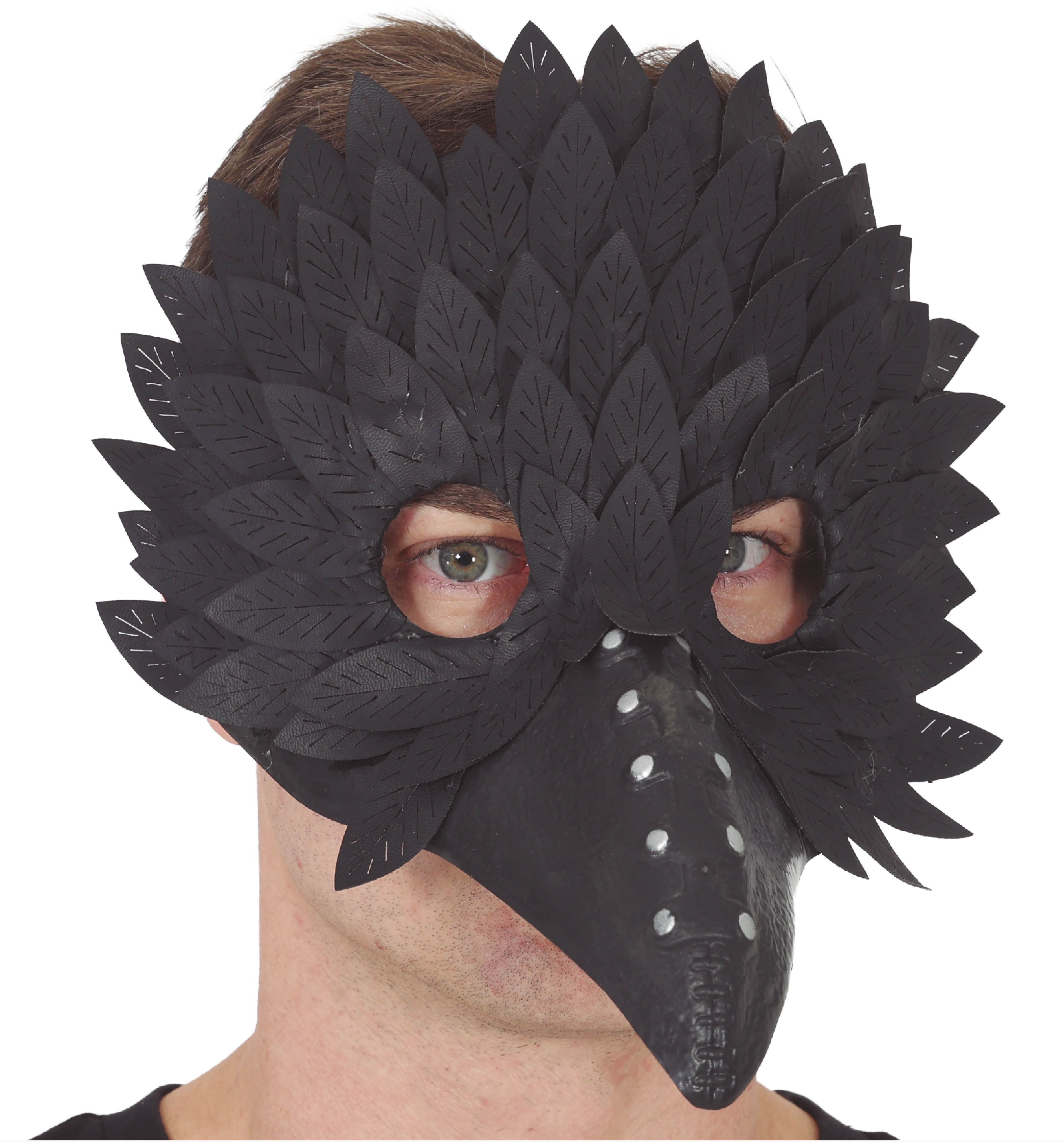 Schwarze Maske mit Federn