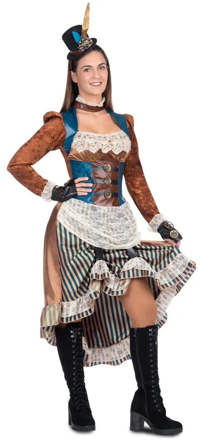 Disfraces en Pareja de Steampunk Azul y Marrón Steampunk Disfraces Simon