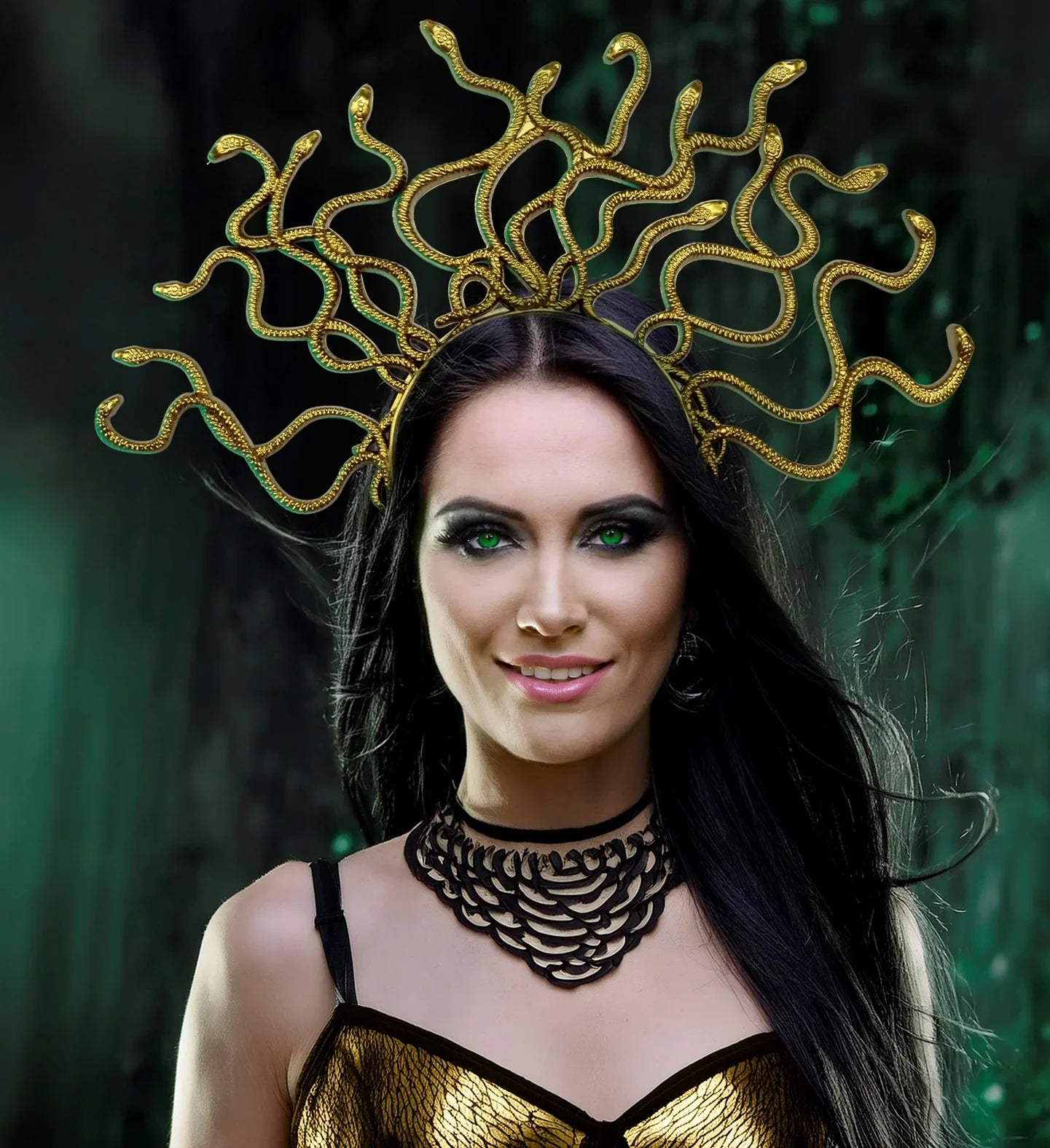 Diadema de Medusa con Serpientes Doradas Complementos Romanos y Griegos Widmann