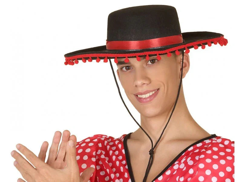 Sombrero Cordobés con Cinta de Madroño Roja Complementos Sevillanas, Cordobeses y Toreros Atosa