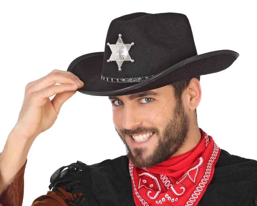 Sombrero Negro de Sheriff Complementos Vaqueros Atosa