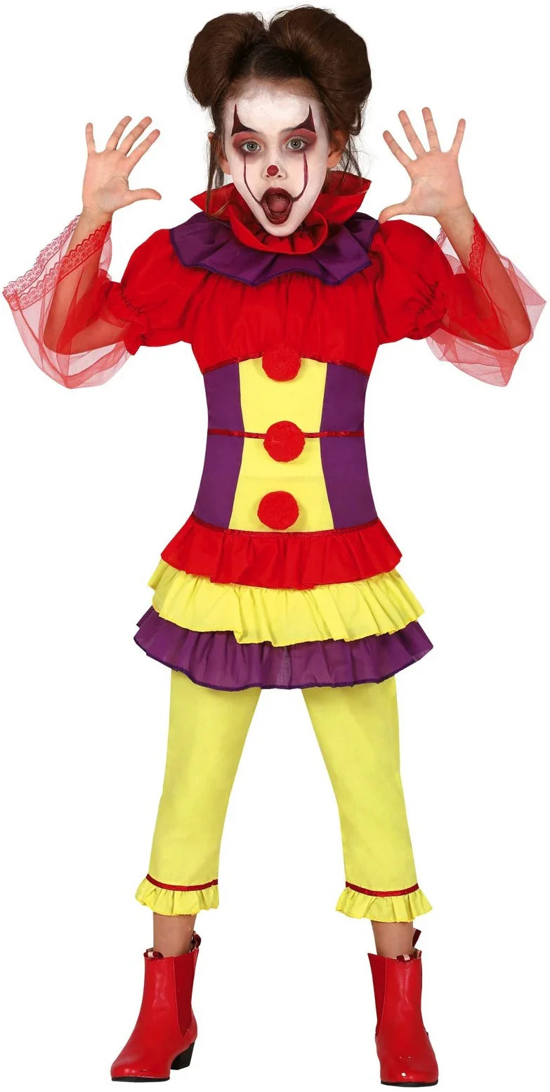 Disfraz de Payasa Asesina Colorida para Niña Pennywise Guirca
