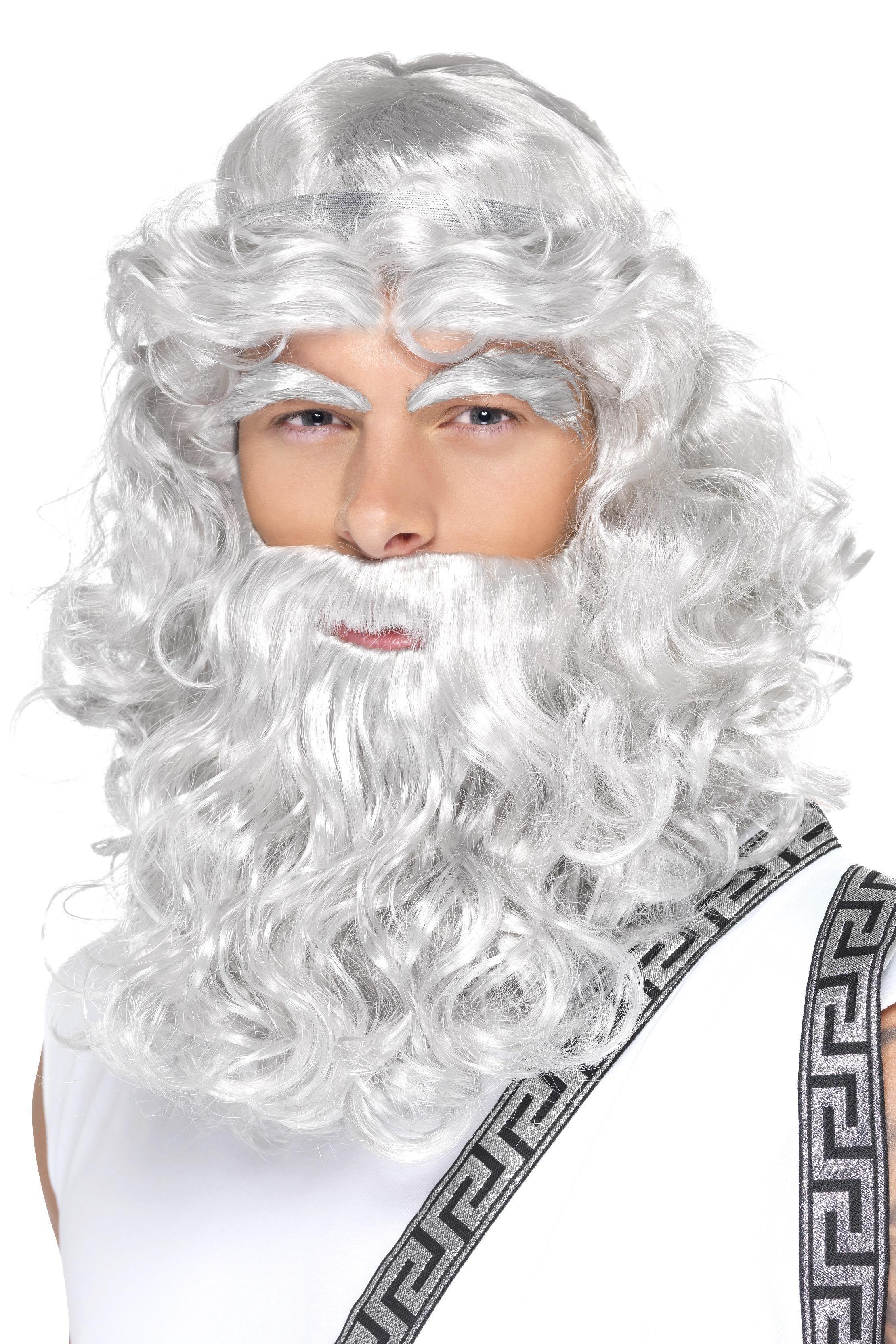 Peluca de Dios Zeus Gris con Barba y Cejas Pelucas Canosas Smiffys