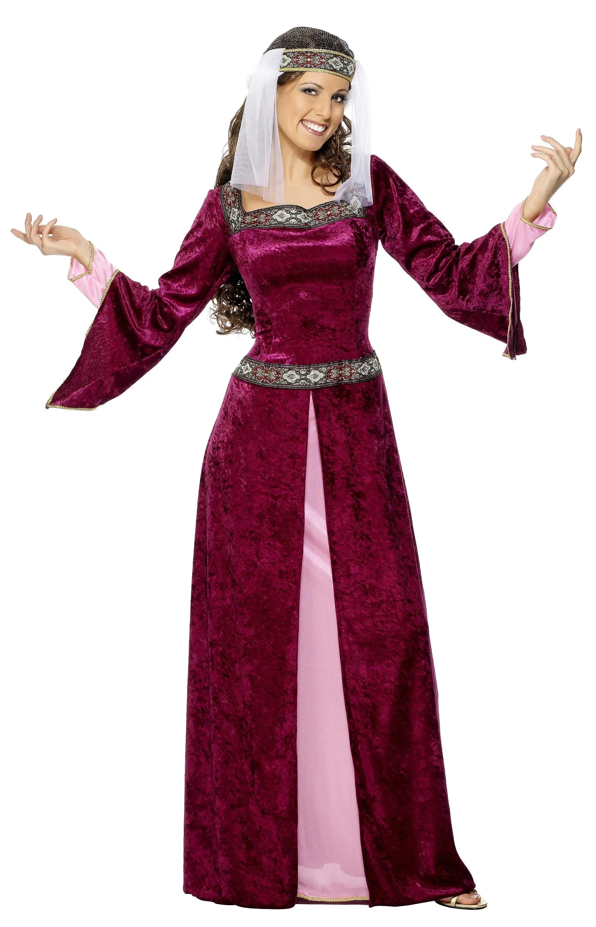 Disfraz de Dama Medieval Burdeos para Mujer Princesas y Damas Medievales Smiffys