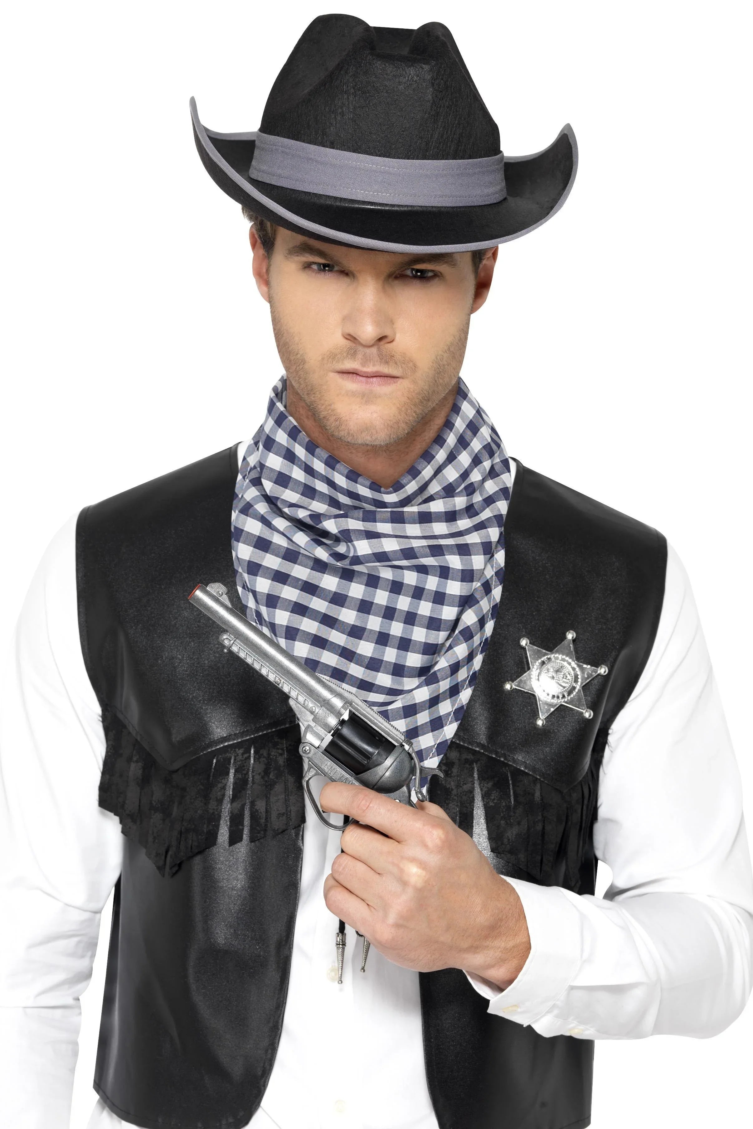 Kit de Vaquero con Sombrero, Chaleco y Pañuelo Vaquero Smiffys