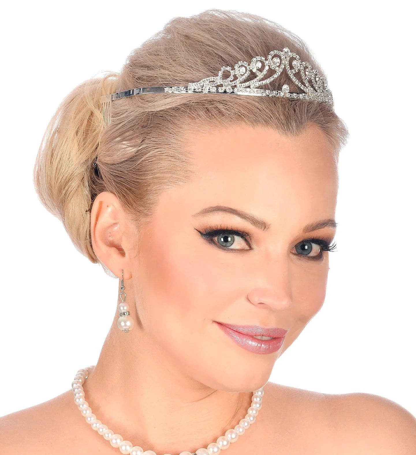 Tiara de Princesa Metálica con Pedrería de Strass Coronas y Tiaras Widmann