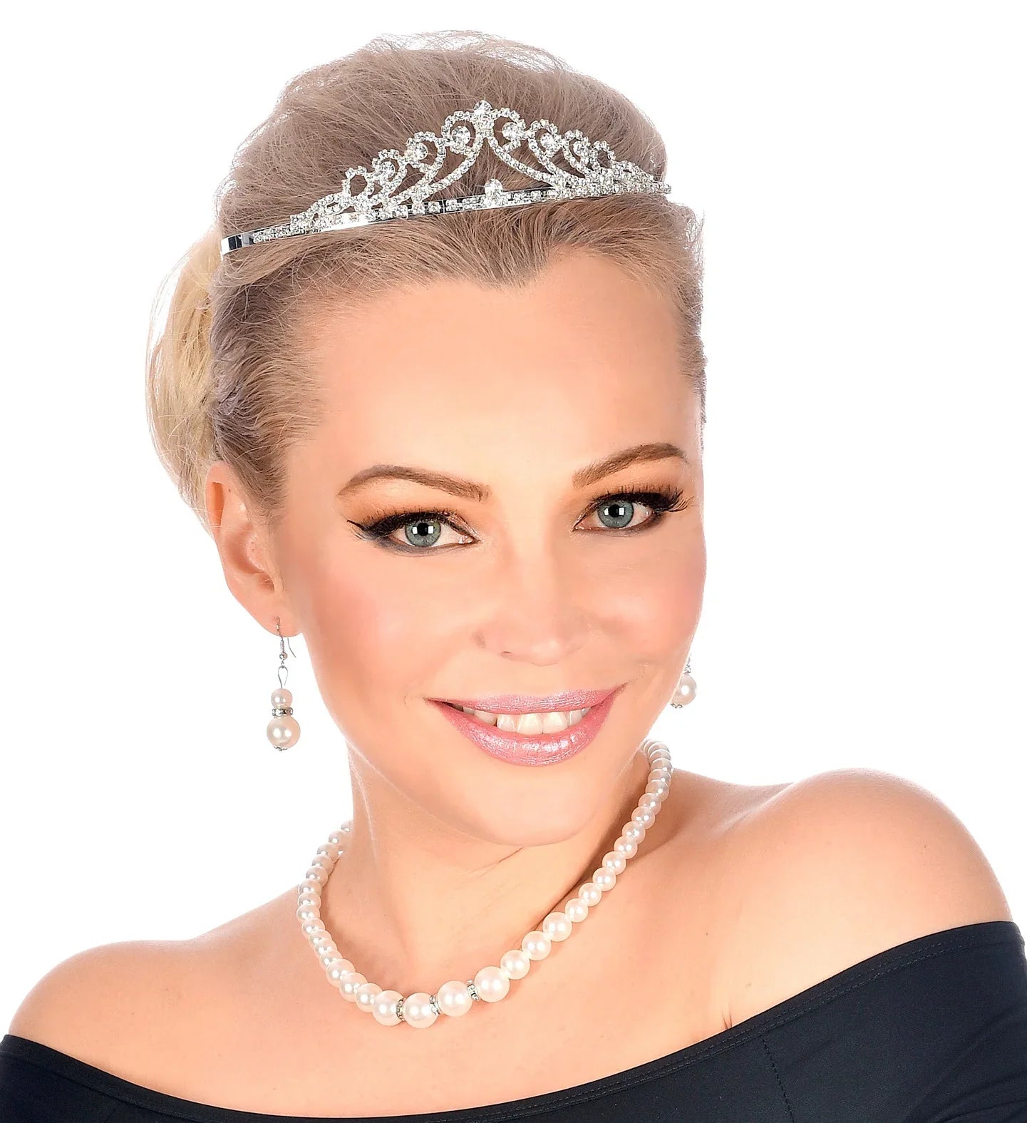 Tiara de Princesa Metálica con Pedrería de Strass Coronas y Tiaras Widmann