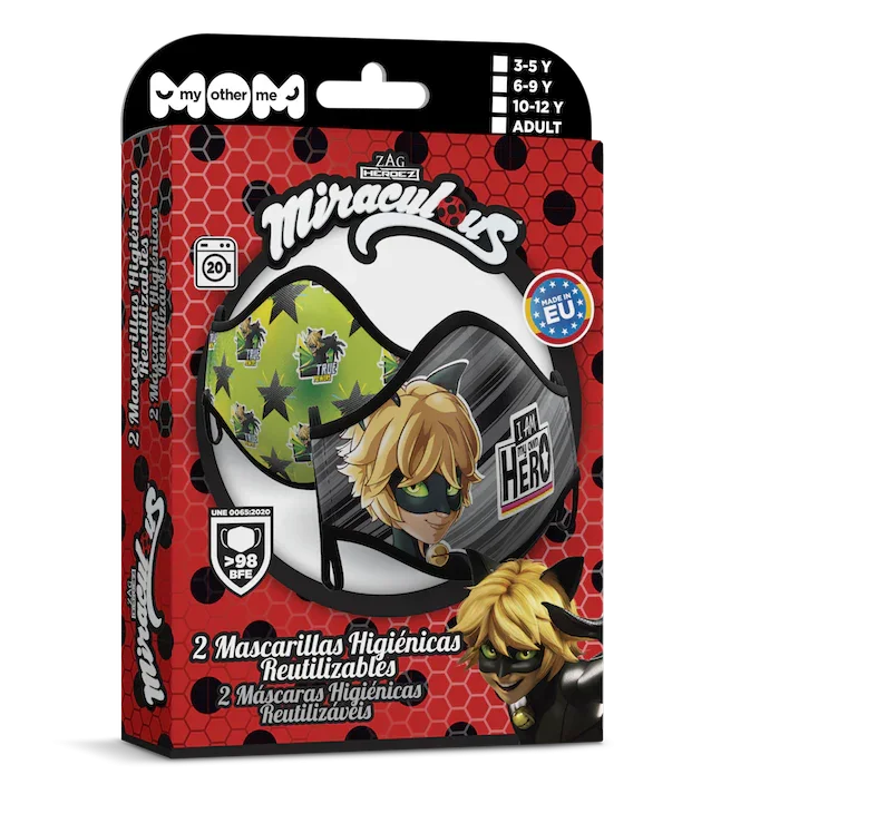 Mascarilla de Cat Noir Infantil LadyBug y CatNoir Viving