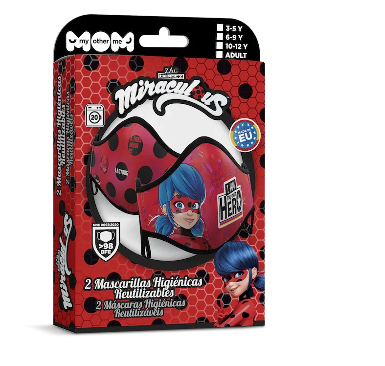 Mascarilla de Ladybug para Adulto LadyBug y CatNoir Viving
