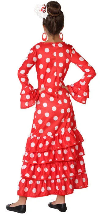 Disfraz de Flamenca Rojo Infantil Sevillanas Atosa